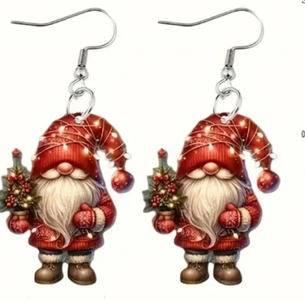 Festive Christmas Holiday Acrylic Lightweight Santa‎ Earrings